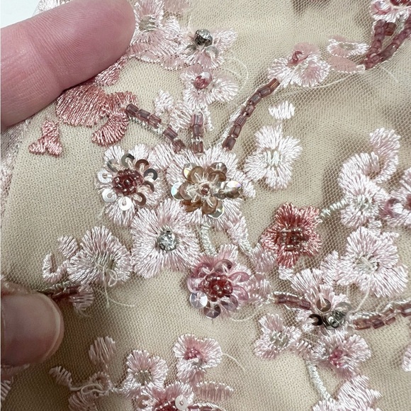 Aidan Mattox Womens Blush Pink Floral Embroidered Beaded Long Gown Size 10 - Picture 11 of 16